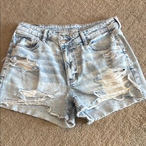 Distressed Light Blue Denim Shorts